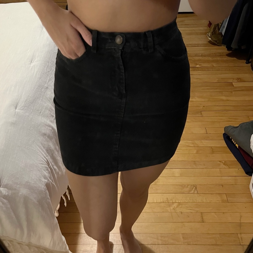 Brandy Melville Black Corduroy Skirt